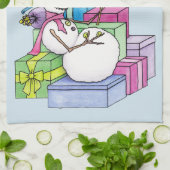 Snowman die cadeaus koelt theedoek (Gevouwen)