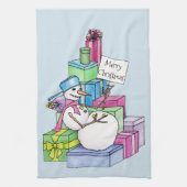 Snowman die cadeaus koelt theedoek (Verticaal)