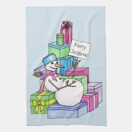 Snowman die cadeaus koelt theedoek (Verticaal)