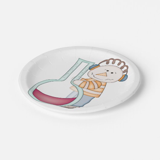 Snowman die de temperatuur controleert papieren bordje (Gekanteld)