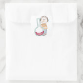 Snowman die de temperatuur controleert vierkante sticker (Tas)