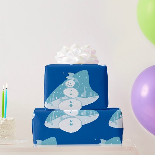 Snowman die een bovenste hoed heeft cadeaupapier