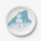 Snowman die een bovenste hoed heeft papieren bordje (Voorkant)