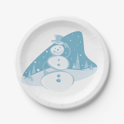 Snowman die een bovenste hoed heeft papieren bordje (Voorkant)