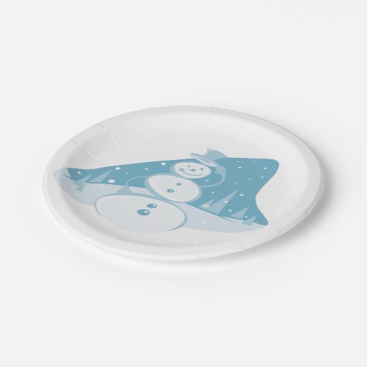 Snowman die een bovenste hoed heeft papieren bordje (Gekanteld)