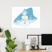 Snowman die een bovenste hoed heeft poster (Thuiskantoor)
