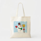 Snowman die een Canvas tas in de kamer houdt (Voorkant)