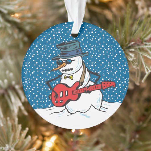 Snowman die een elektrisch gitaar speelt ornament (Boom)