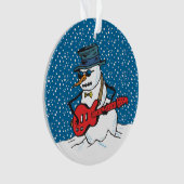 Snowman die een elektrisch gitaar speelt ornament (voorkant)