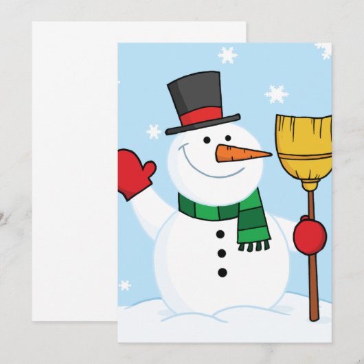 Snowman die een kameruitnodiging houdt kaart (Voorkant / Achterkant)