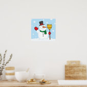 Snowman die een Poster in de ruimte houdt (Keuken)