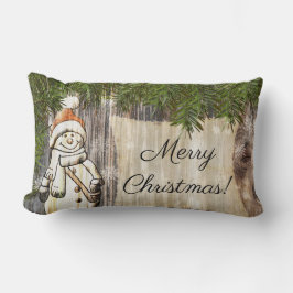  Snowman die een snack bezoekt Kussen