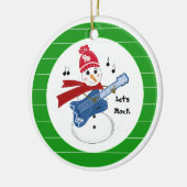 Snowman die Electric Rock Guitar speelt Keramisch Ornament (Links)