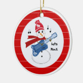 Snowman die Electric Rock Guitar speelt Keramisch Ornament (Links)