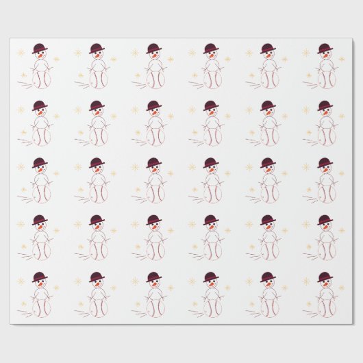 Snowman die honkbal speelt cadeaupapier (Vlak)