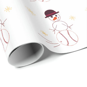 Snowman die honkbal speelt cadeaupapier