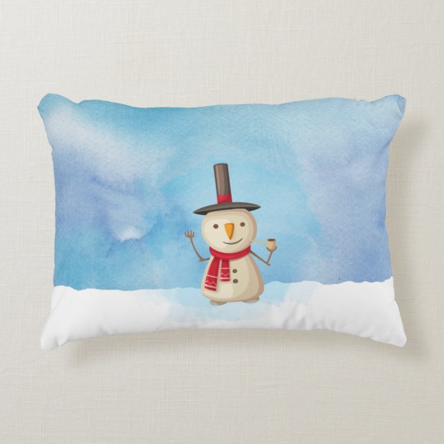 Snowman die met kerst waait en glimlacht accent kussen (Voorkant)