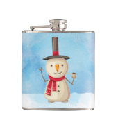 Snowman die met kerst waait en glimlacht heupfles (Voorkant)