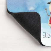 Snowman die met kerst waait en glimlacht muismat (Hoek)