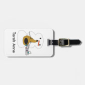 Snowman die Saxophone Cute speelt personaliseer Bagagelabel (Voorkant horizontaal)