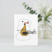 Snowman die Saxophone-Muzieknoten speelt Briefkaart (Staand voorkant)