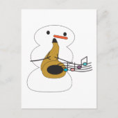 Snowman die Saxophone-Muzieknoten speelt Briefkaart (Voorkant)