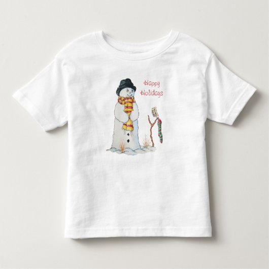Snowman die tijdens het kerstfeest lacht in de sne kinder shirts (Voorkant)