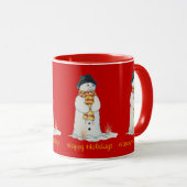 Snowman die tijdens het kerstfeest lacht in de sne mok (Voorkant rechts)