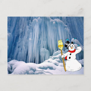 Snowman, diepgevroren waterval in de Haute Jura Briefkaart