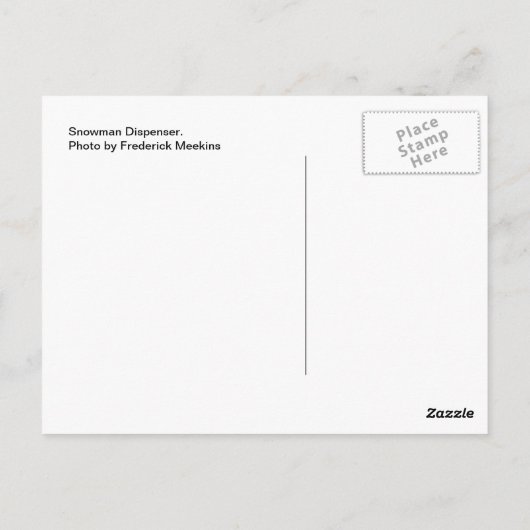 Snowman Dispenser Briefkaart (Achterkant)