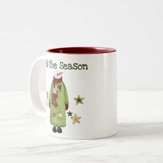 Snowman Dit is het seizoen Tweekleurige Koffiemok (Voorkant links)