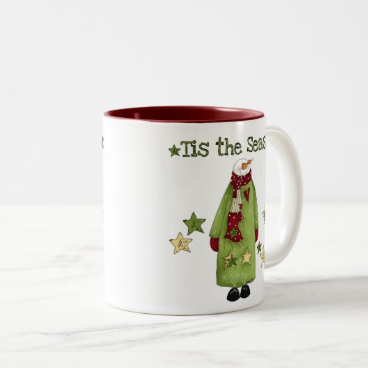 Snowman Dit is het seizoen Tweekleurige Koffiemok (Voorkant rechts)