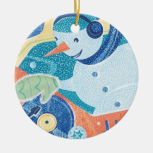 Snowman DJ Holiday Dance Party Keramisch Ornament