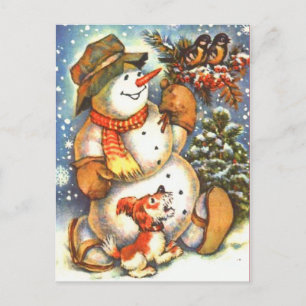 Snowman & Dog Briefkaart