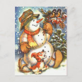 Snowman & Dog Briefkaart (Voorkant)