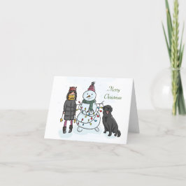 Snowman & Dog-kerstkaart Feestdagen Kaart