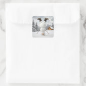 Snowman Doing a Headstand  Vierkante Sticker (Tas)