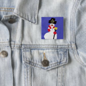 Snowman door VictoriaShaylee Vierkante Button 5,1 Cm (In situ)