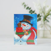 Snowman dragende Gifts Briefkaart (Staand voorkant)