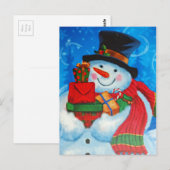Snowman dragende Gifts Briefkaart (Voorkant / Achterkant)