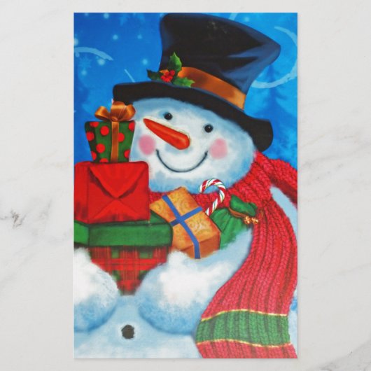Snowman dragende Gifts Briefpapier (Voorkant)