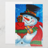 Snowman dragende Gifts Briefpapier (Voorkant / Achterkant)