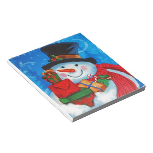 Snowman dragende Gifts Notitieblok (Schuin)