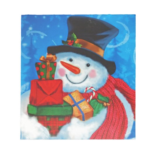 Snowman dragende Gifts Notitieblok (Voorkant)