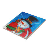 Snowman dragende Gifts Tegeltje (Zijkant)