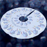 Snowman Dreidels Hanukkah Pattern Chrismukkah Kerstboom Rok<br><div class="desc">Deze sneeuwpoppen en dreidels Hanukkah boomrok is schattig en een ideaal cadeau voor interreligieuze gezinnen die zowel Chanoeka als Kerstmis vieren. Eenvoudig aan te passen, de tekst sjabloon van donkerblauw gebogen tekst is waar u een Chanoeka bericht of jouw naam voor een unieke gepersonaliseerde boomrok kunt toevoegen. Ontworpen op een...</div>