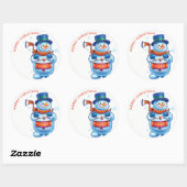 Snowman drummer Christmas label sticker (Vel)