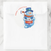 Snowman drummer Christmas label sticker (Tas)