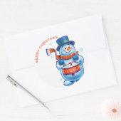 Snowman drummer Christmas label sticker (Envelop)