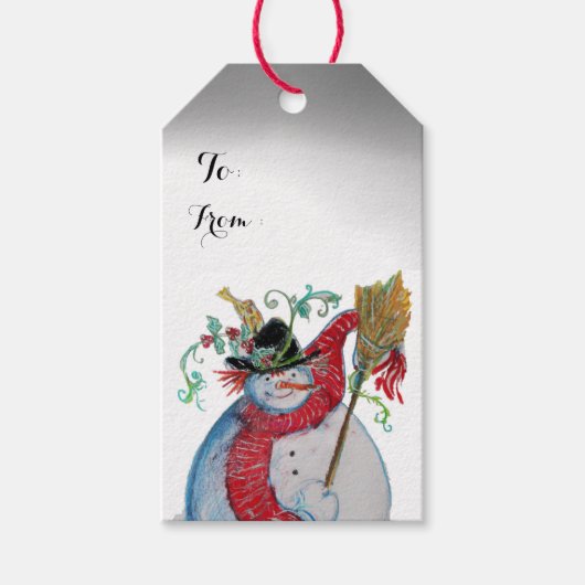 SNOWMAN DRUNKEN MET VOGELS CADEAULABEL (Voorkant)